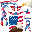 Independence day object set isolated white