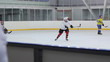 View of the hockey game with the bench