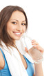Young woman with water, on white Young woman with water, on white