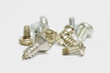 Little screws on white background