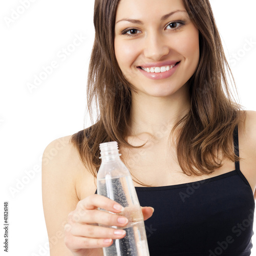 Foto: Young woman with water, on white Young woman with water, on white