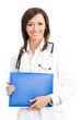Happy smiling doctor with folder, over white Happy smiling doctor with folder, over white