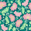 Seamless background with pink flowers