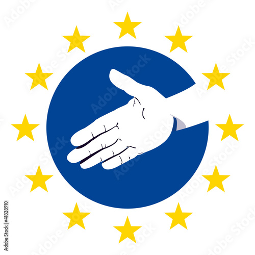 Vektor: Hand drauf Versöhnung Hand reichen Europa mit QXP9 Datei Hand drauf Versöhnung Hand reichen Europa mit QXP9 Datei