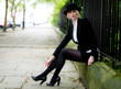 Beautiful young business woman in bowler hat Beautiful young business woman in bowler hat