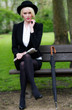 Pretty young business woman sat on bench Pretty young business woman sat on bench