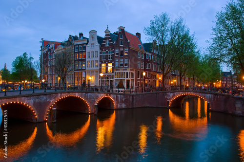 Photo: canals of Amsterdam, the Netherlands at dusk canals of Amsterdam, the Netherlands at dusk