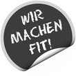TF-Sticker rund curl unten WIR MACHEN FIT!