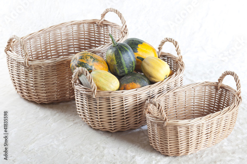 Photo: Vegetable basket with pumpkins Vegetable basket with pumpkins