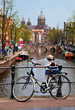 Amsterdam old town canal, boats. Netherlands Amsterdam old town canal, boats. Netherlands