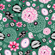 flower texture with birds