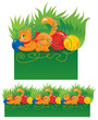 Seamless border for children - Cat playing with a ball