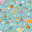 sea inhabitantes seamless pattern