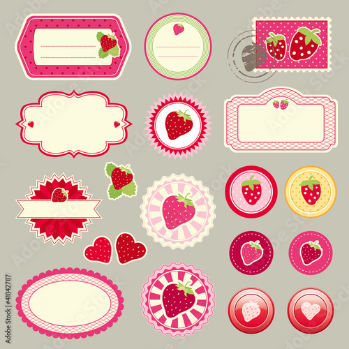 Vector: cute elements with strawberrys cute elements with strawberrys