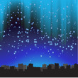 City at night. The starry sky. City at night. The starry sky.