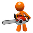 3d Orange Man With Chain Saw