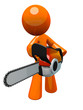3d Orange Man with Chain Saw, Perspective View