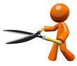 3d Orange Man Holding Hedge Clippers