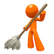 3d Orange Man Mopping