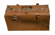 old-fashioned leather luggage, isolated old-fashioned leather luggage, isolated
