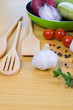 Fresh vegetables and pan