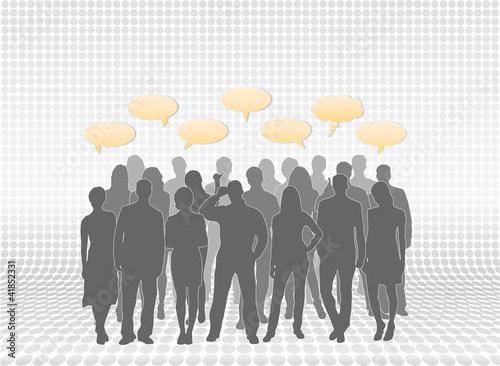 Vector: Mixed people silhouettes in layers with text callouts. Mixed people silhouettes in layers with text callouts.