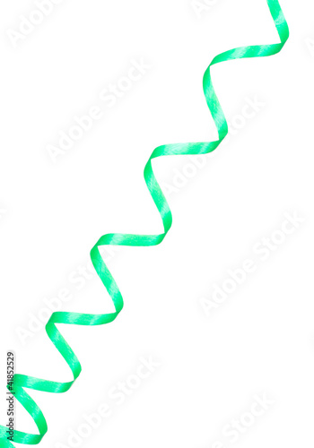Photo: beautiful green streamer isolated on white beautiful green streamer isolated on white