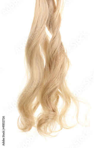 Photo: Curly blond hair isolated on white Curly blond hair isolated on white