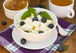 Dieting cottage cheese with honey and blueberries