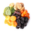 Dried fruits isolated on white