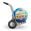 Hand truck transporting the earth planet