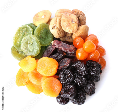 Photo: Dried fruits isolated on white Dried fruits isolated on white