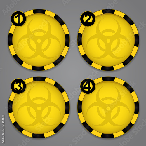 Vector: One, Two, Three, Four Bio hazard Circular Warning Label One, Two, Three, Four Bio hazard Circular Warning Label