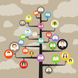 Abstract community tree with avatars of members Abstract community tree with avatars of members