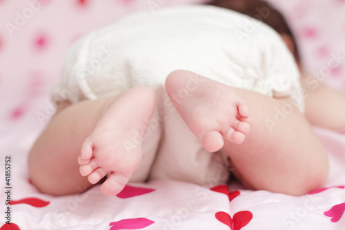 Photo: Two months old baby wearing organic cloth diaper Two months old baby wearing organic cloth diaper