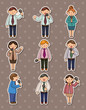 set of reporter people stickers