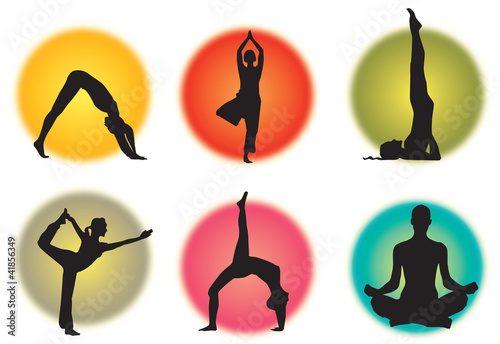 Illustration: colorful yoga poses colorful yoga poses