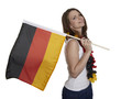 Attractive female fan shows german flag