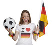 Woman screams with german Flag and Football