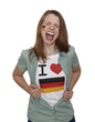 Attractive woman with german fan t-shirt screams