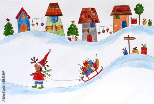 Illustration: Christmas card. Artwork Christmas card. Artwork