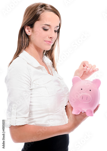Photo: femme avec tirelire 2 femme avec tirelire 2