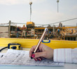 Construction building, cranes, work place