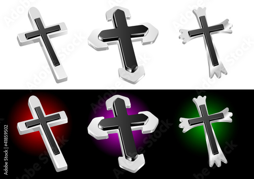 Vector: Metallic Christian Cross Vector Illustrations Metallic Christian Cross Vector Illustrations