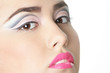 close up studio portrait of young beautiful woman isolated over
