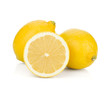 Two and half ripe lemons. Isolated on white background Two and half ripe lemons. Isolated on white background