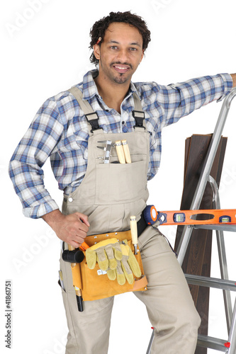 Photo: Carpenter wearing a toolbelt Carpenter wearing a toolbelt
