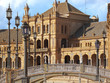 Bridge and ornate building in Plaza de Espana, Seville, Spain