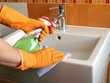 Cleaning bathroom sink