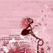 Fairy on the grunge background with letters